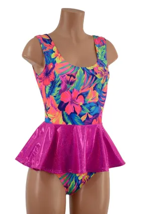 Tank Style Romper with Peplum & Siren Cut Leg