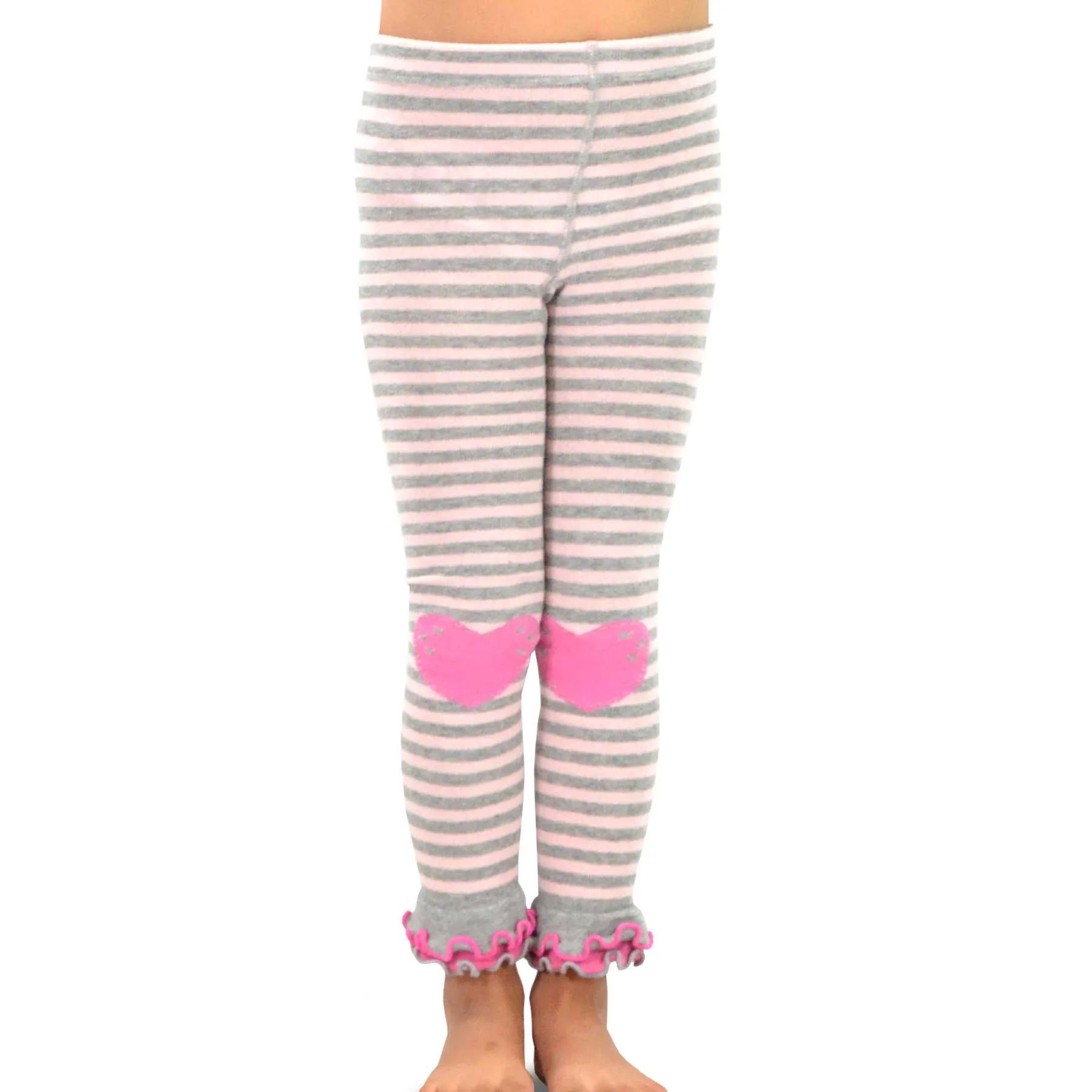 TeeHee Socks Little Girl's Casual Cotton Footless Tights Stripes with Hearts 3-Pack (70307)