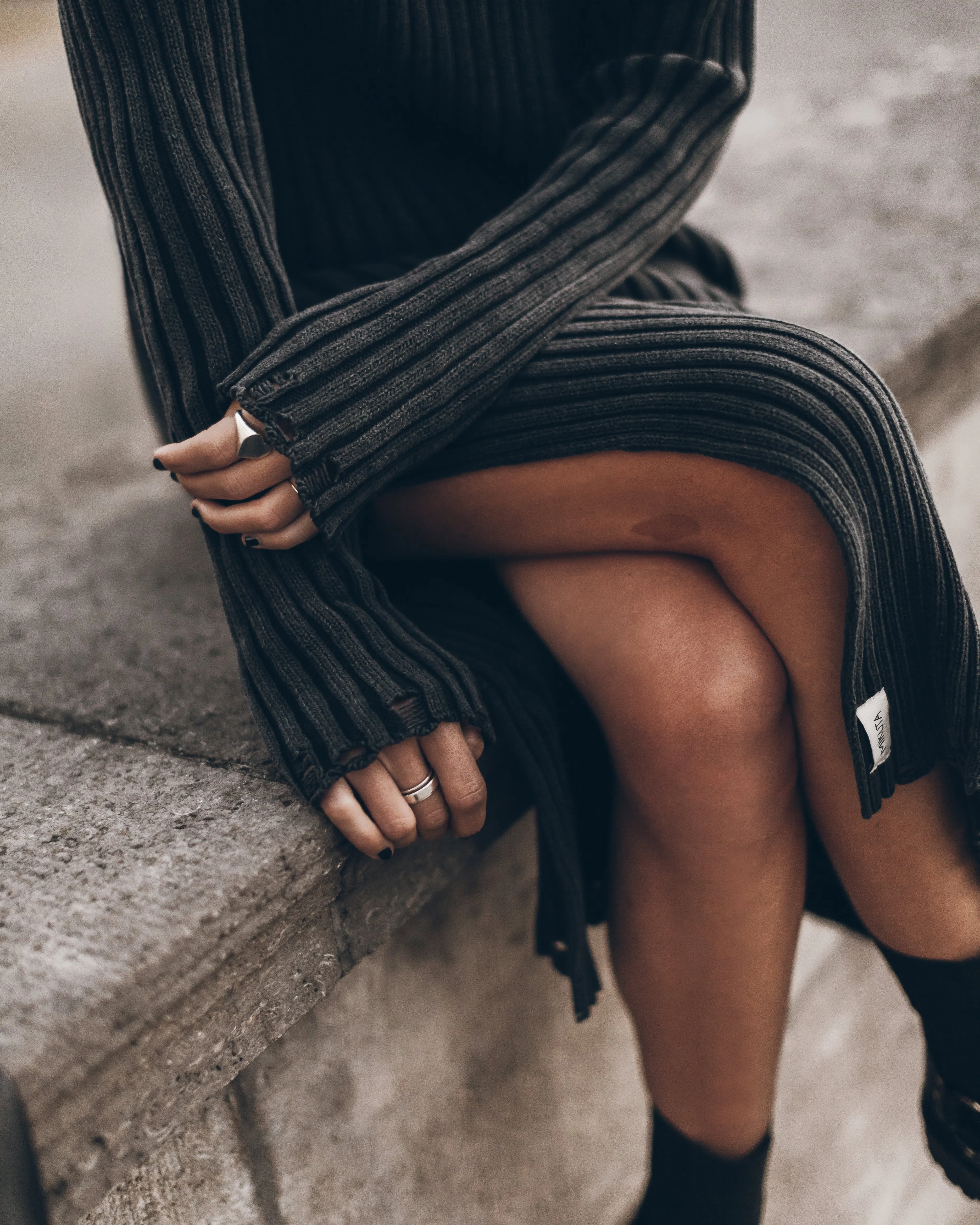 The Dark Faded Knit Longsleeve Dress