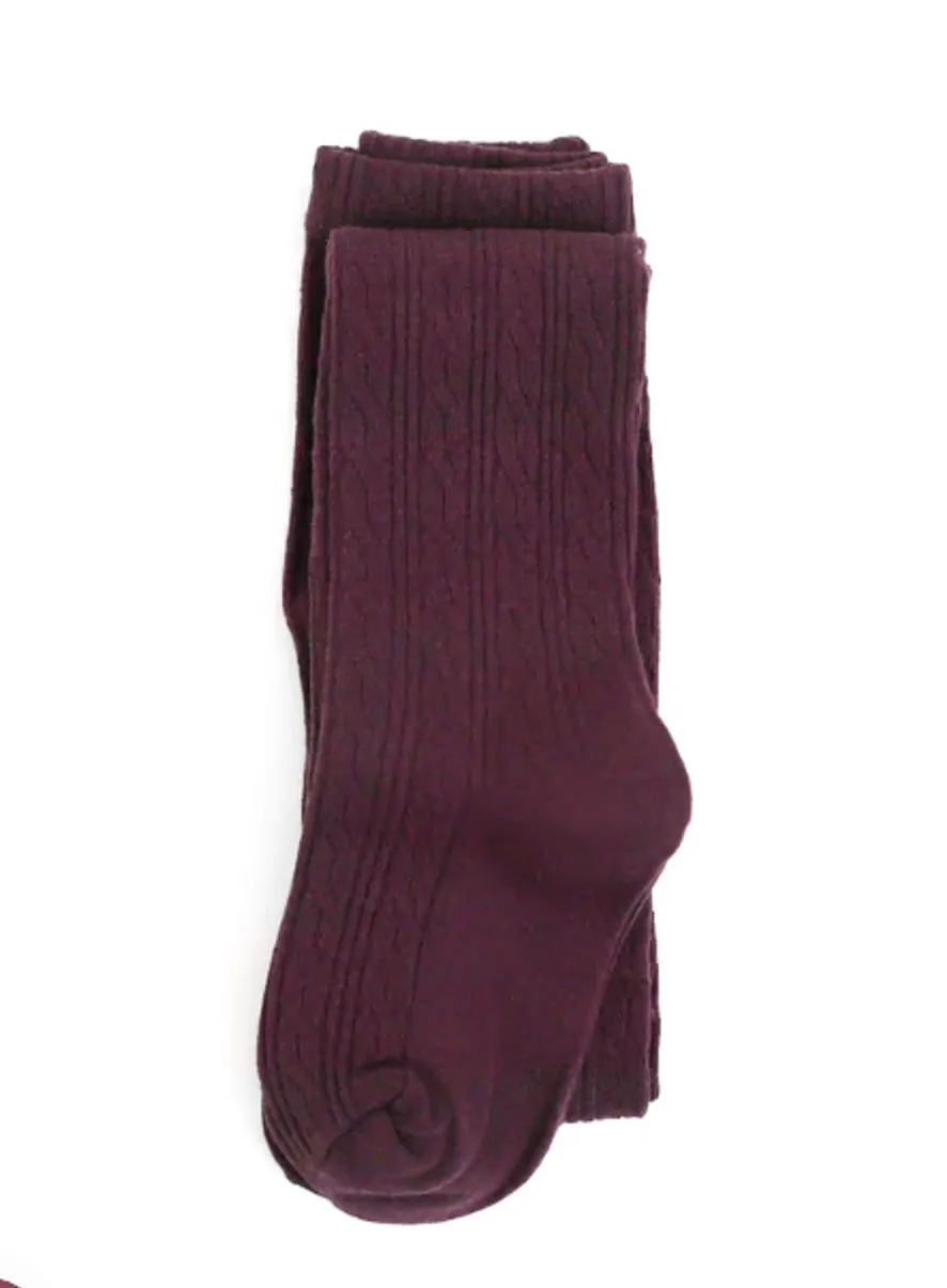 The Little Stocking Co - Cable Knit Tights - Plum