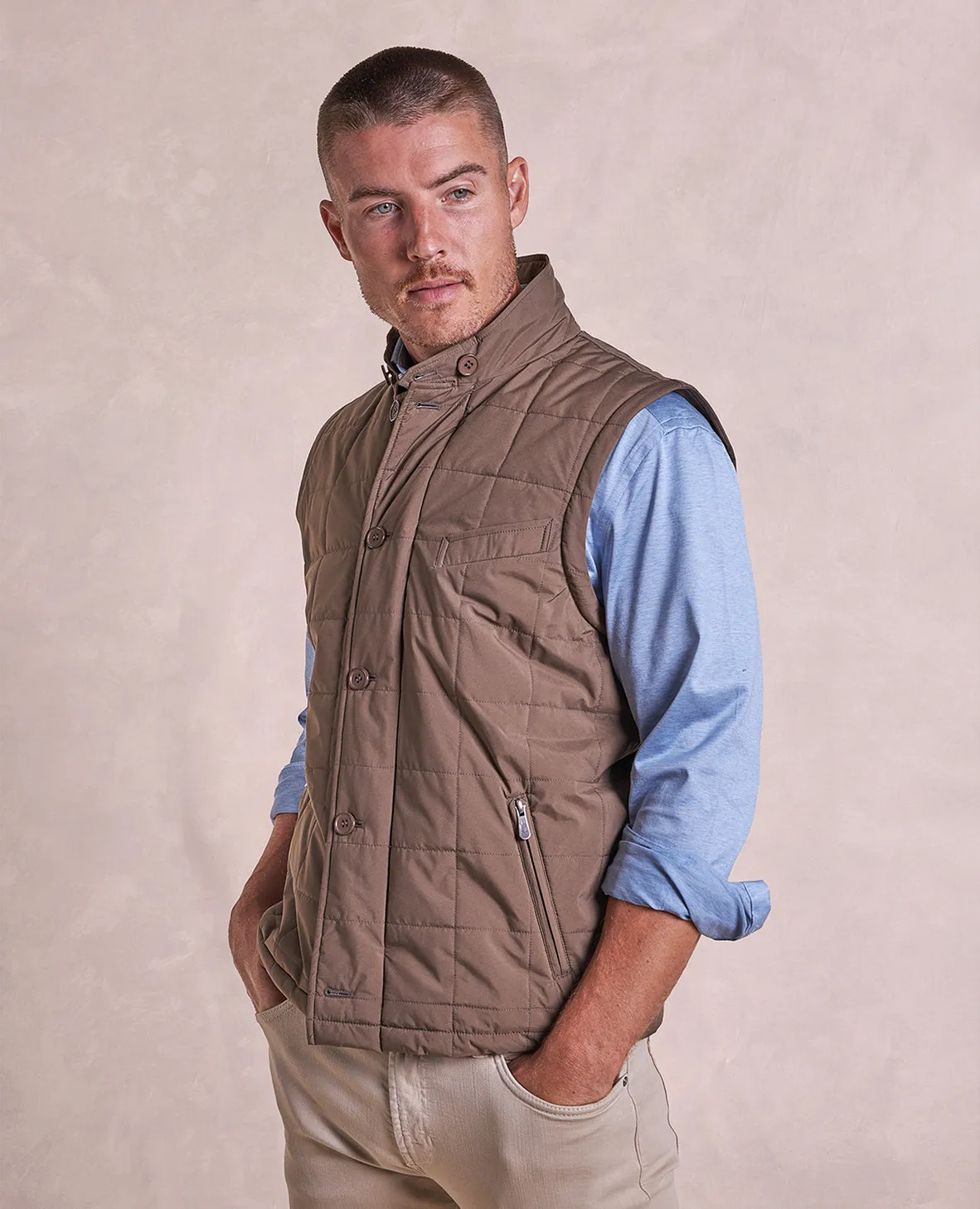 The Rhett - Nylon Vest w/Removable Knit Sleeves - Teak