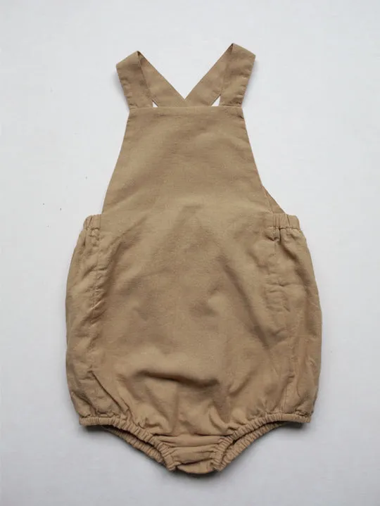 The Simple Folk Linen Overall Romper | Camel