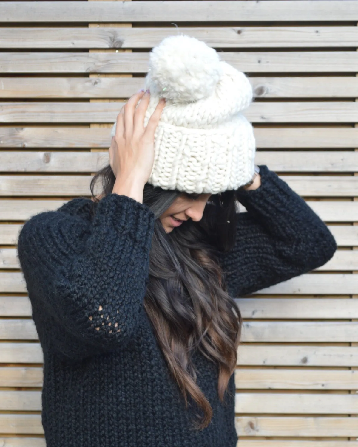 Tinsel Pompom Beanie - Downloadable Chunky Knitting Pattern