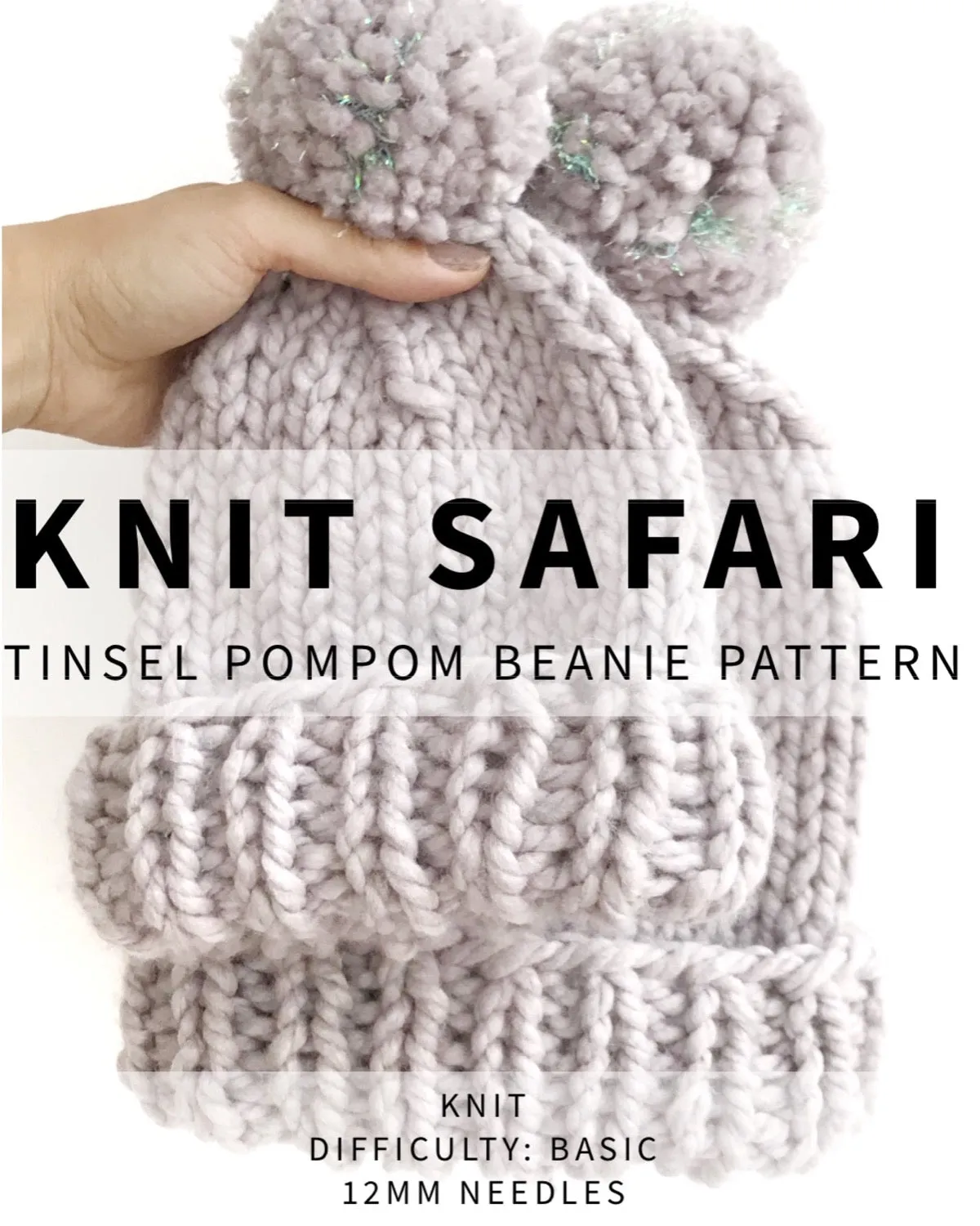 Tinsel Pompom Beanie - Downloadable Chunky Knitting Pattern