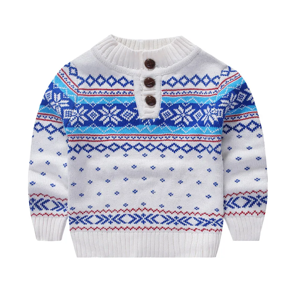 Toddler Boy Long Sleeve Snowflake Sweater