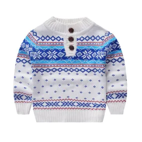 Toddler Boy Long Sleeve Snowflake Sweater