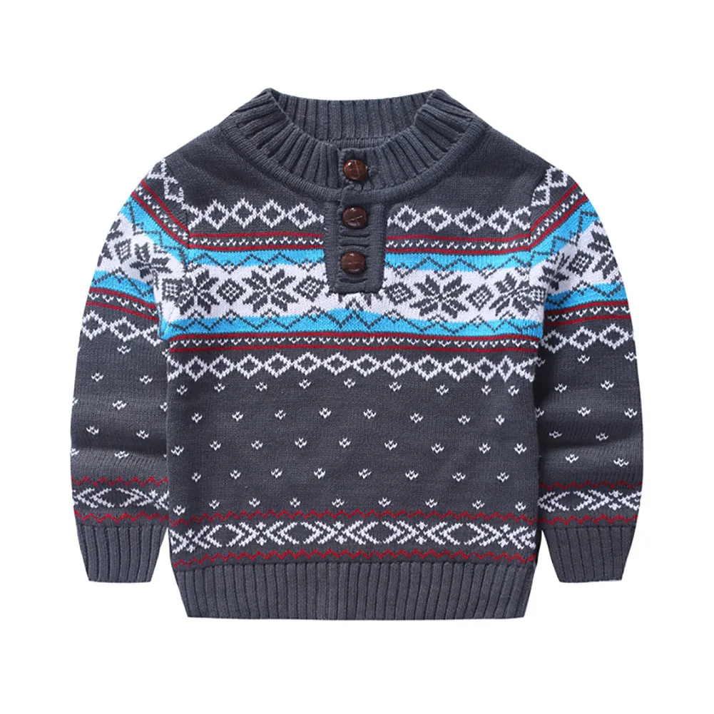 Toddler Boy Long Sleeve Snowflake Sweater