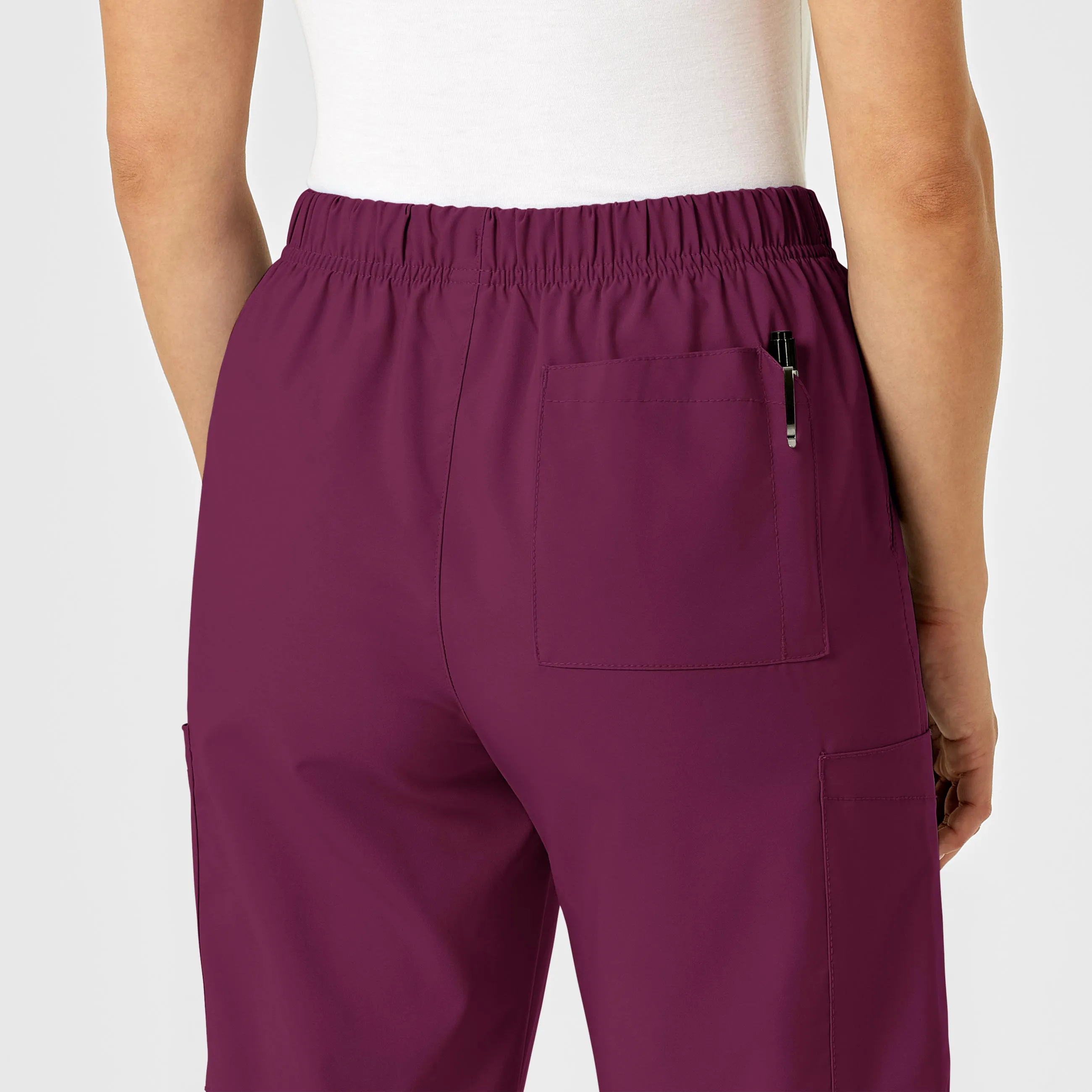 W123 Unisex Multi-Cargo Scrub Pant - Wine