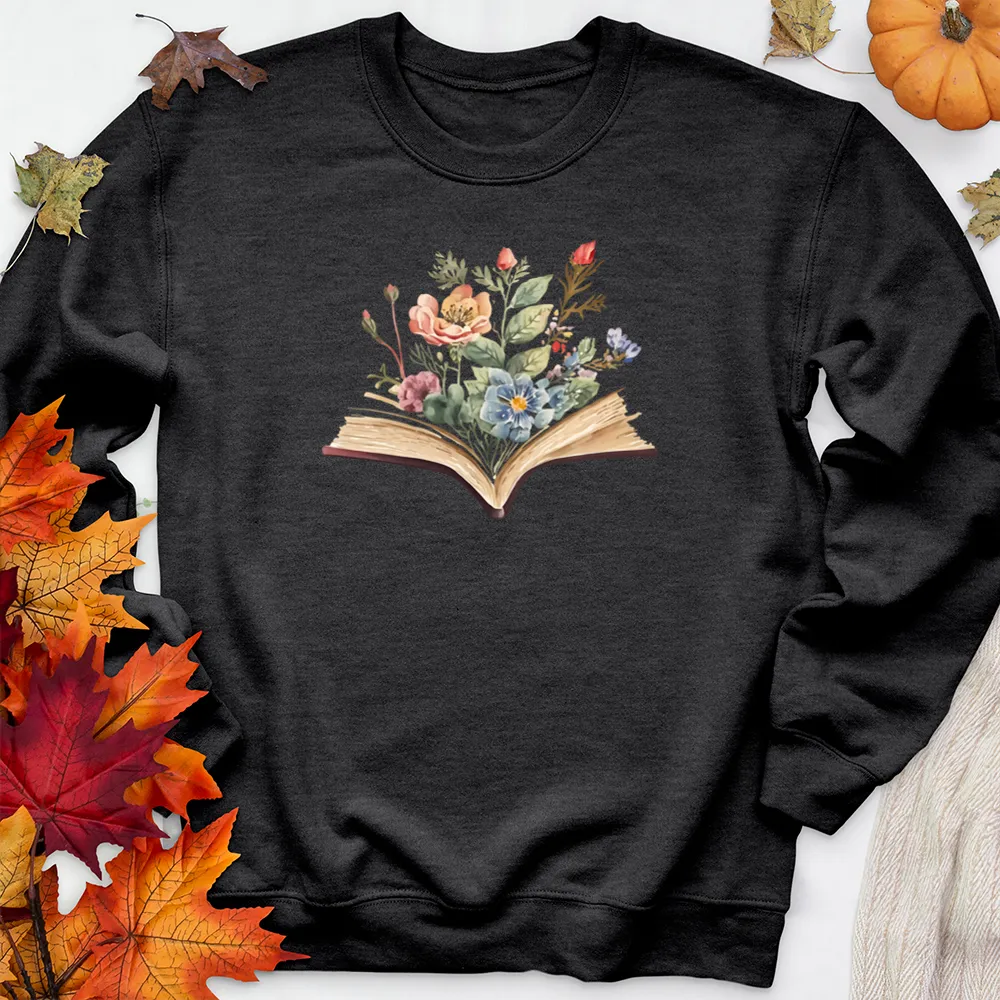 watercolor flowers book premium crewneck sweatshirt