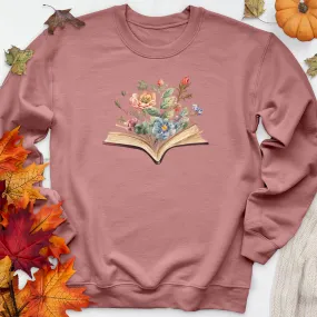 watercolor flowers book premium crewneck sweatshirt