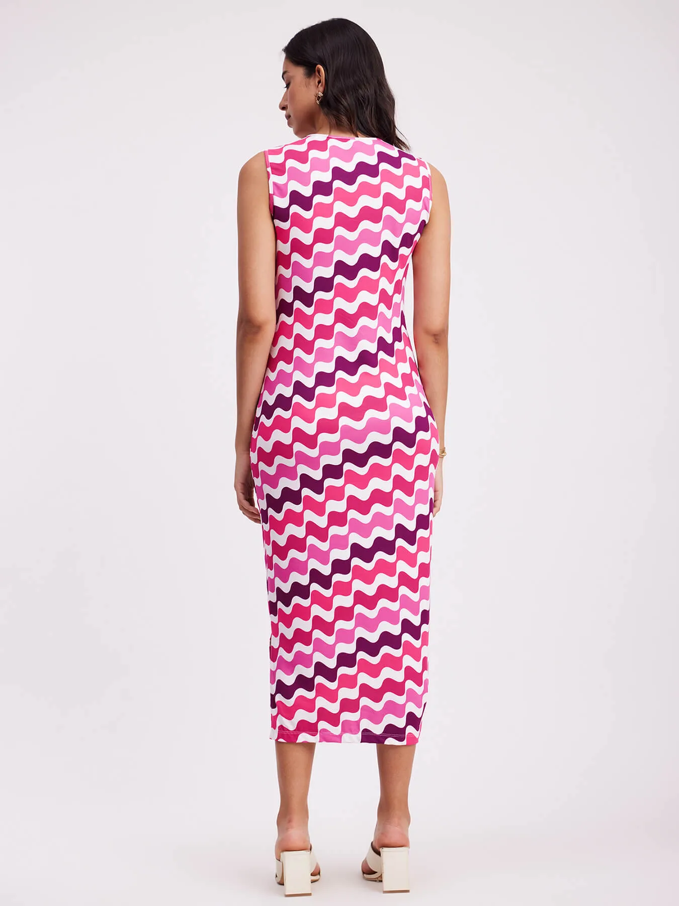 Wave Print Midi Dress - Multicolour