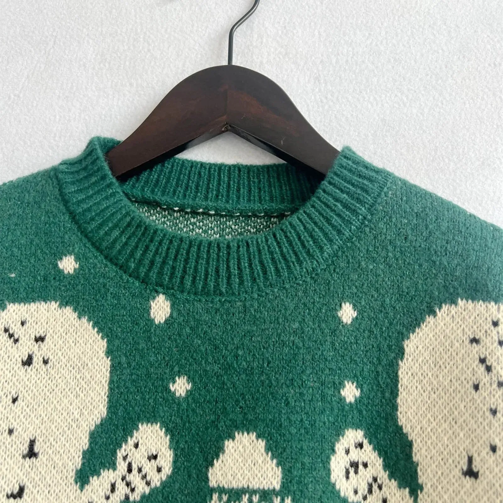 Wenkouban-Christmas Thanksgiving outfits_Long Sleeve Elk Snowflake Pattern Loose Knit Christmas Sweater