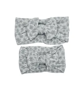 White Snowflake Mummy and Me Matching Cable Knit Headbands - Christmas Collection