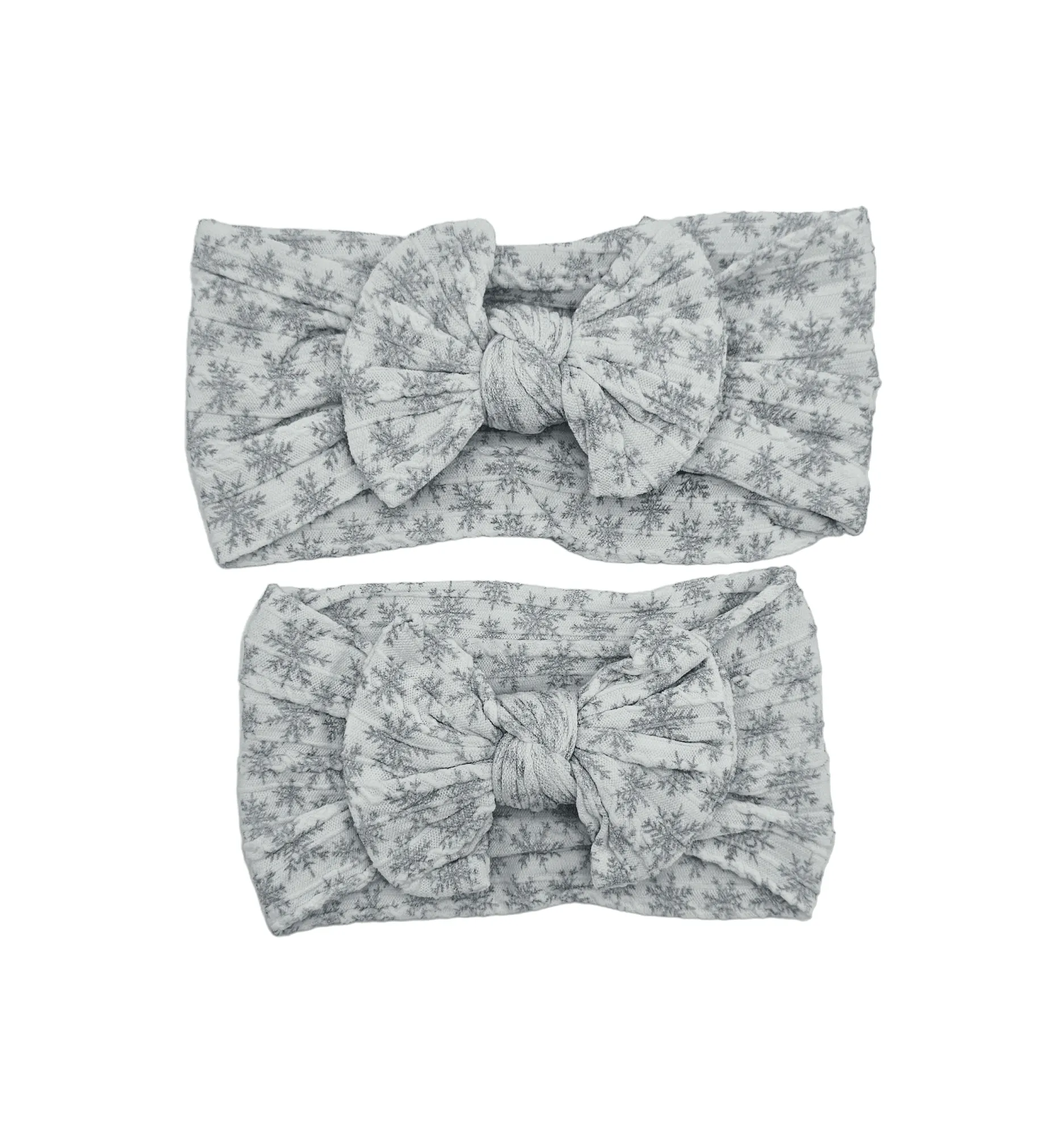 White Snowflake Mummy and Me Matching Cable Knit Headbands - Christmas Collection