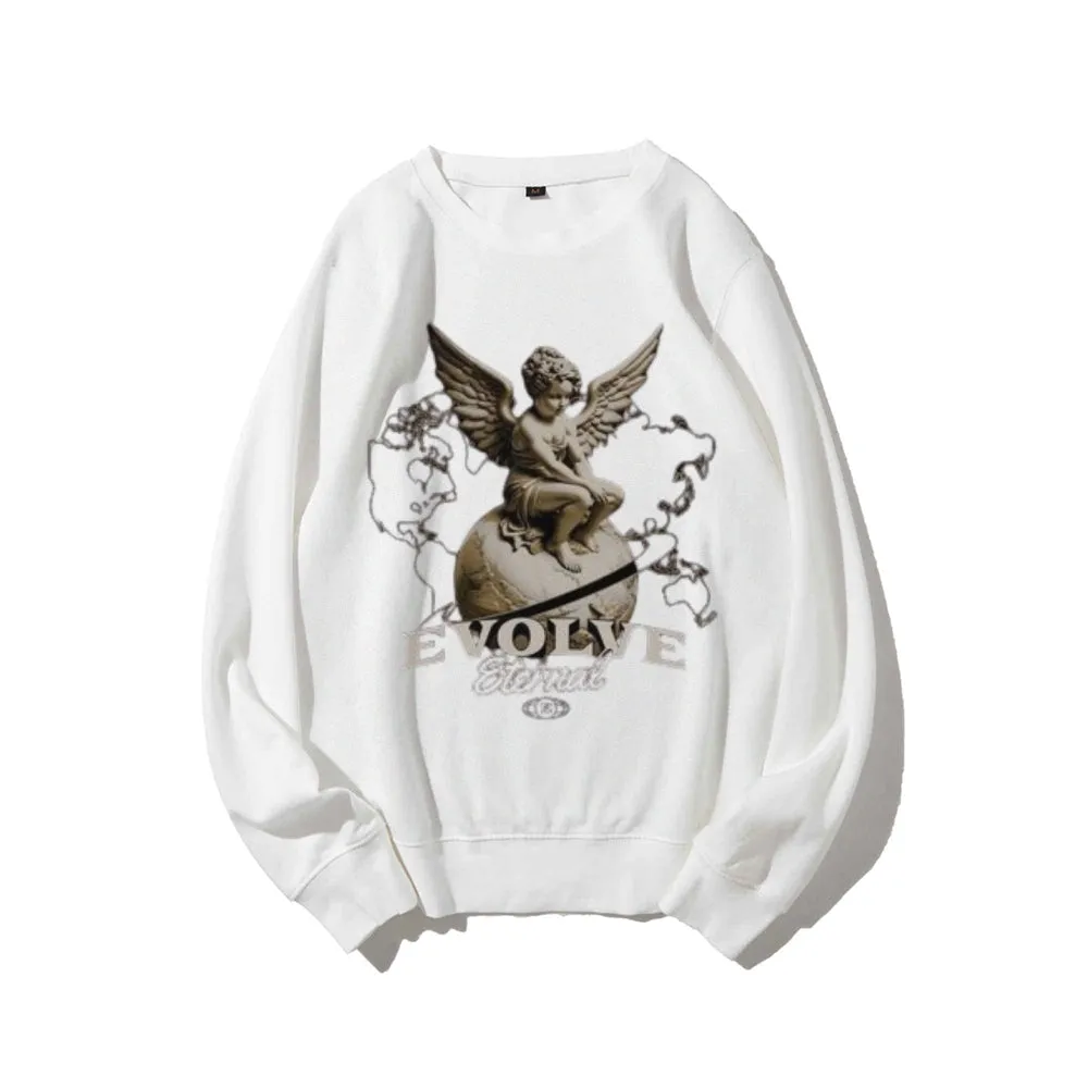 Women Vintage Evolve Angel Graphic Sweatshirts