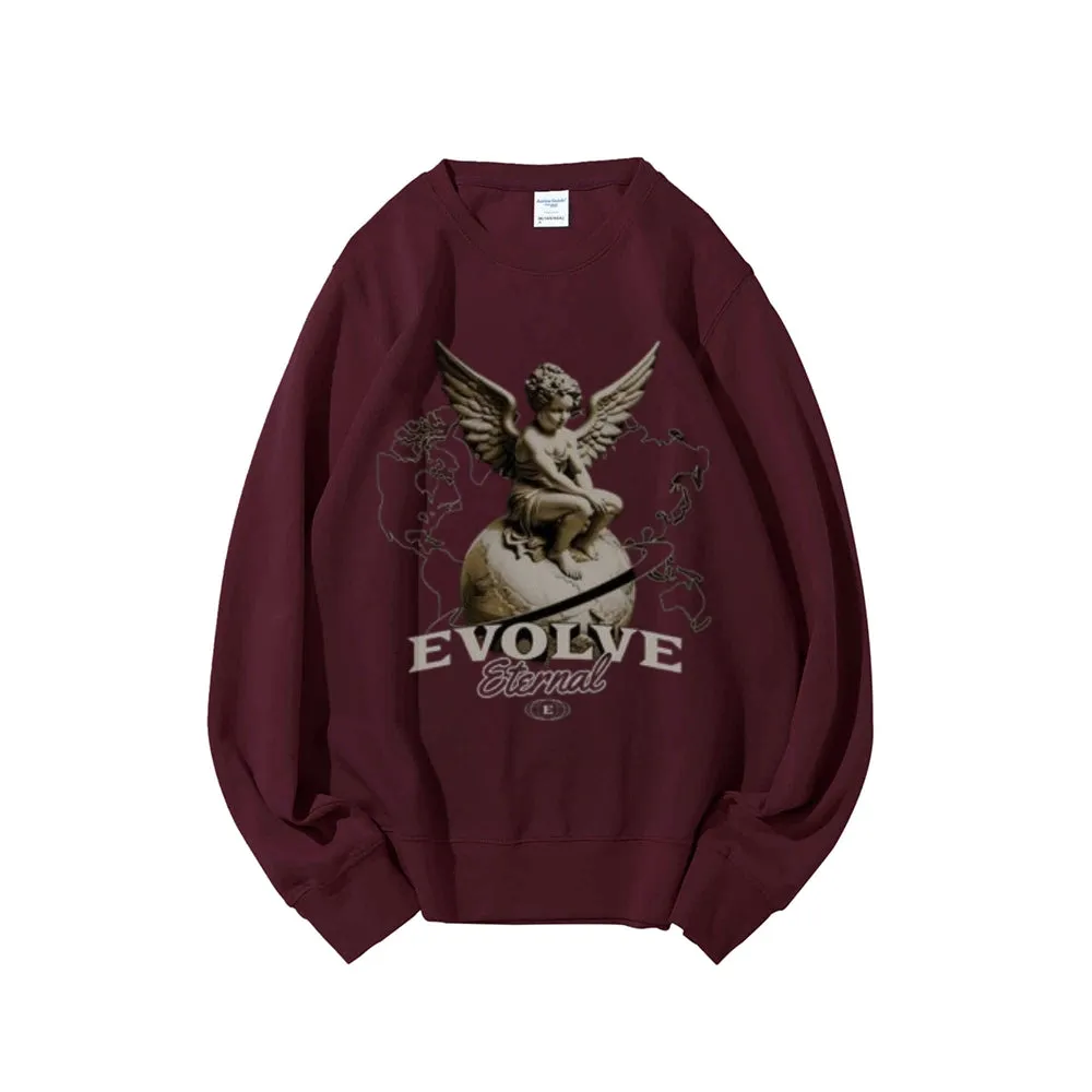 Women Vintage Evolve Angel Graphic Sweatshirts