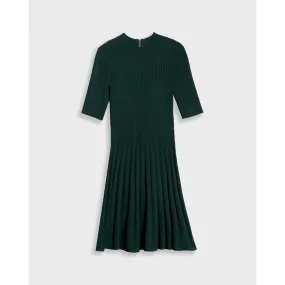 Women Wmd-Olivinn-High Neck Knitted Skater Dress - Dk-Green