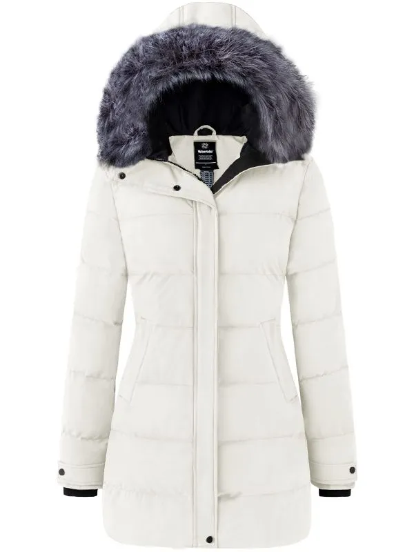 Women's Long Hooded Quilted Winter Coat