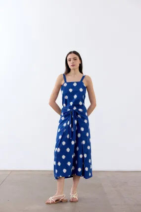 Wrap Dress Ikat Cotton - Cobalto