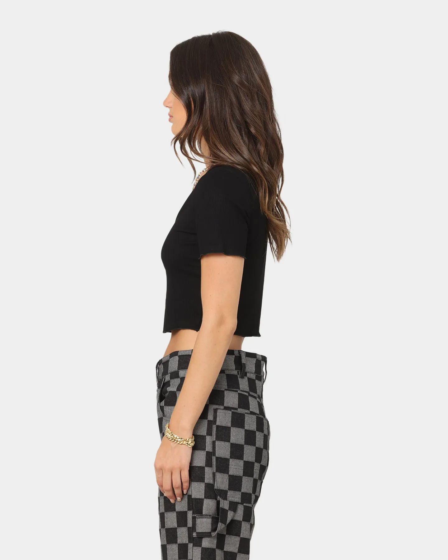 XXIII Women's Dahlia Button Up Crop Black