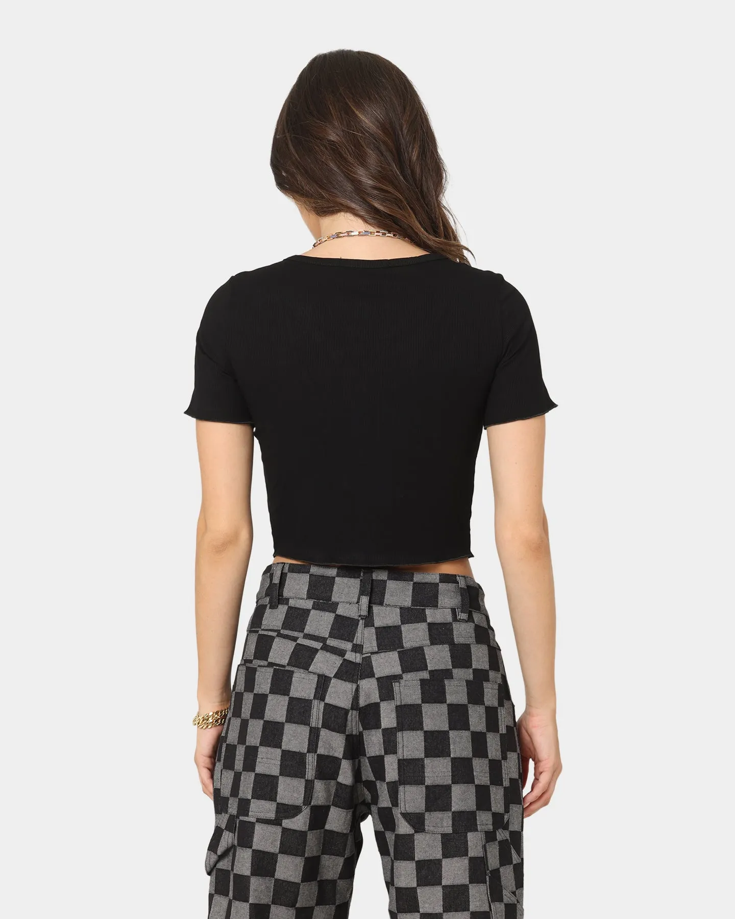 XXIII Women's Dahlia Button Up Crop Black