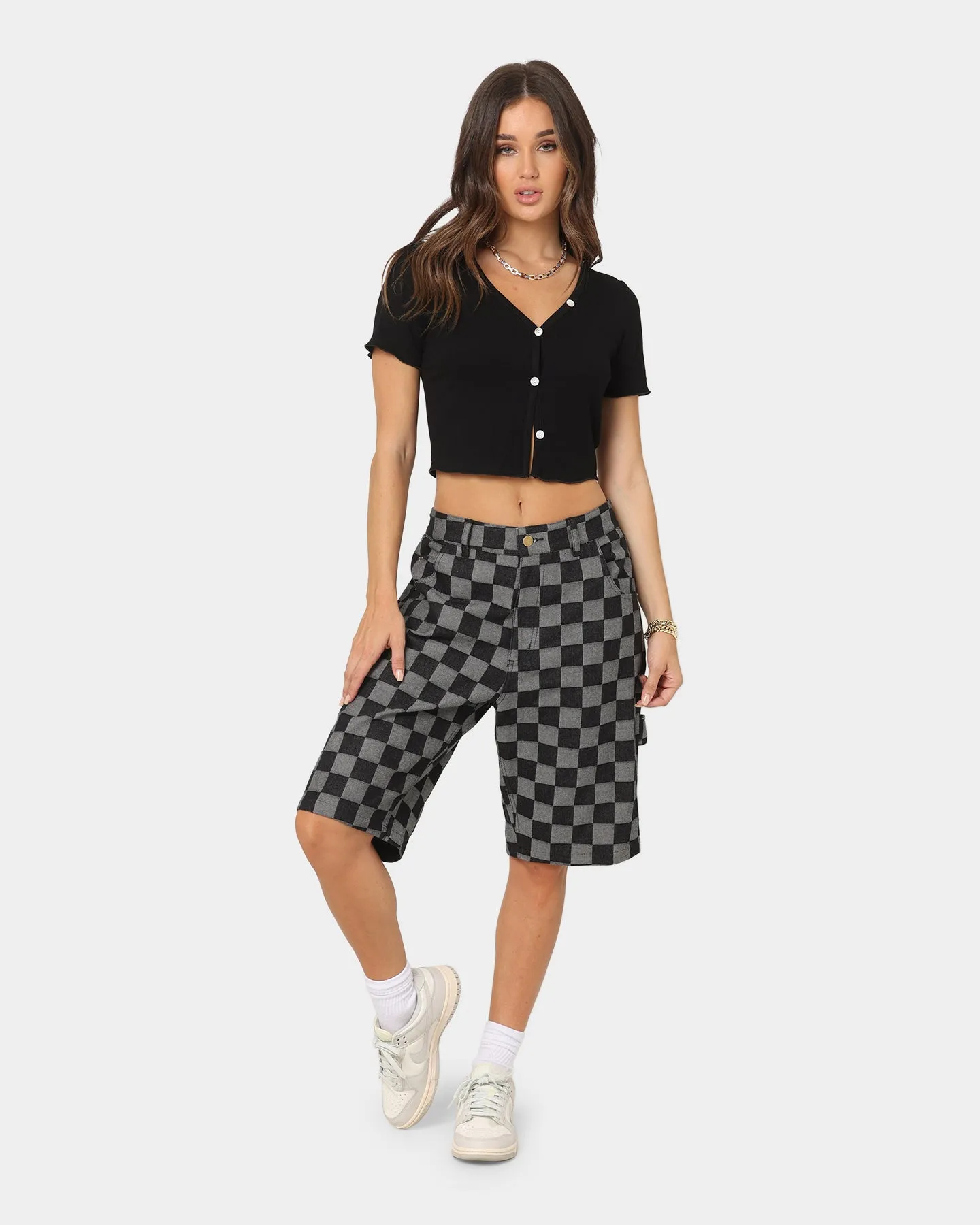 XXIII Women's Dahlia Button Up Crop Black