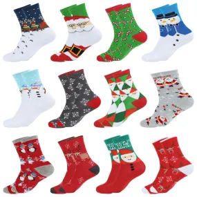 YIWA 12 Pair Women Christmas Socks Cotton Knit