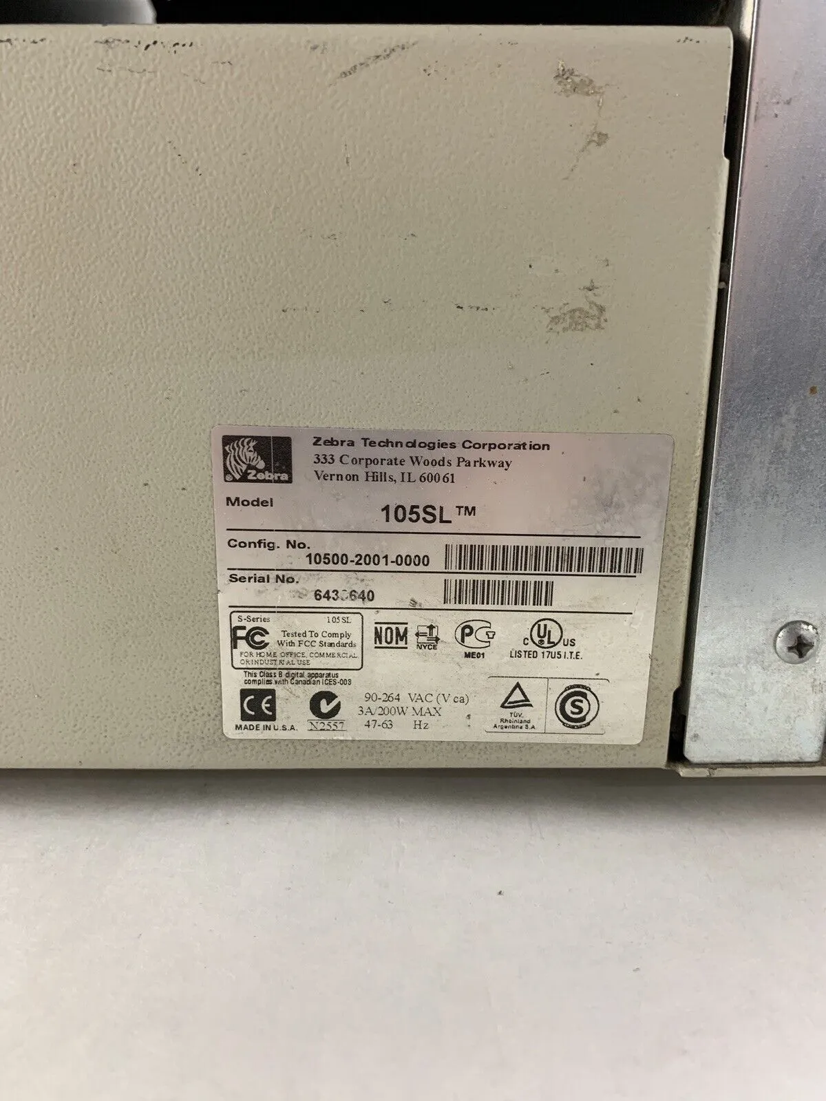 Zebra 105SL Label Printer Tested and For Parts and Repair